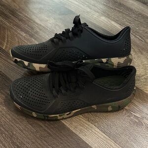 CROCS Black and Green Slip-On Shoes